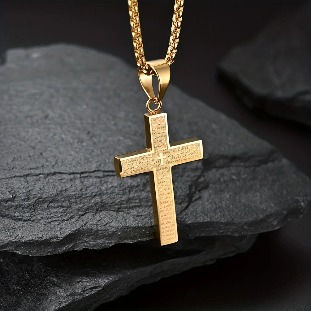 Engraved Cross Necklace