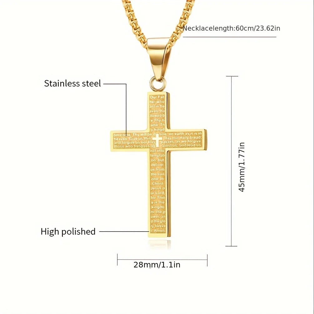 Engraved Cross Necklace