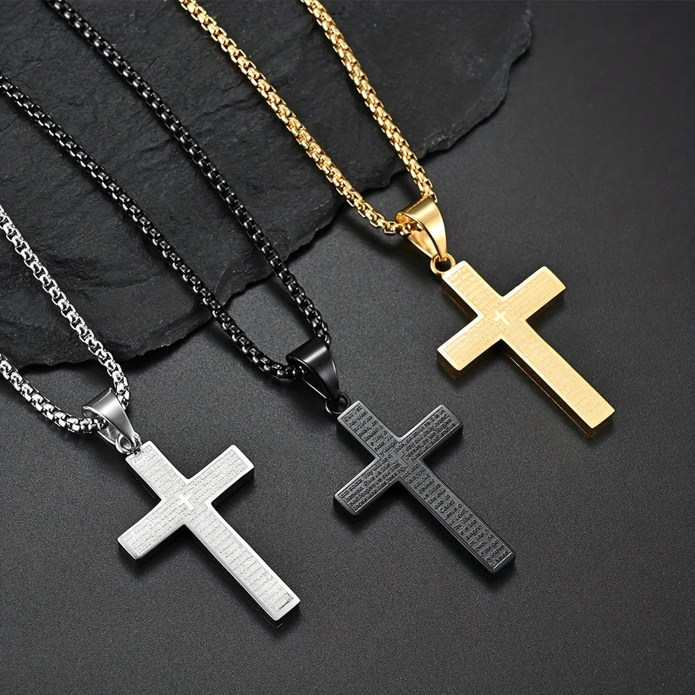 Engraved Cross Necklace