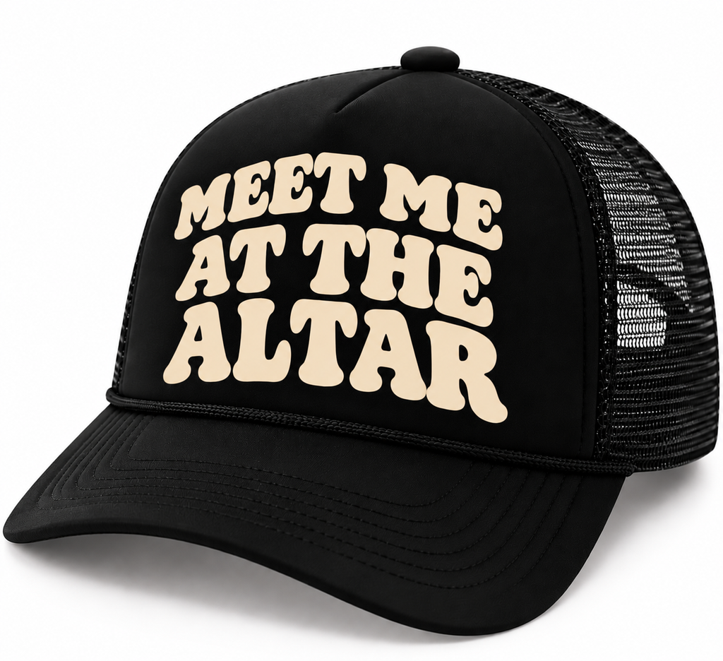 Meet Me at the Altar Foam Trucker Hat – Christian Faith Statement Cap | Gospel Wear Co.