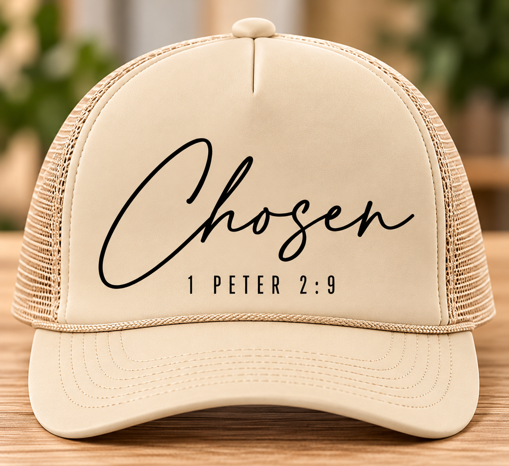 Chosen Christian Foam Trucker Hat – 1 Peter 2:9 | Faith-Based Snapback | Gospel Wear Co.