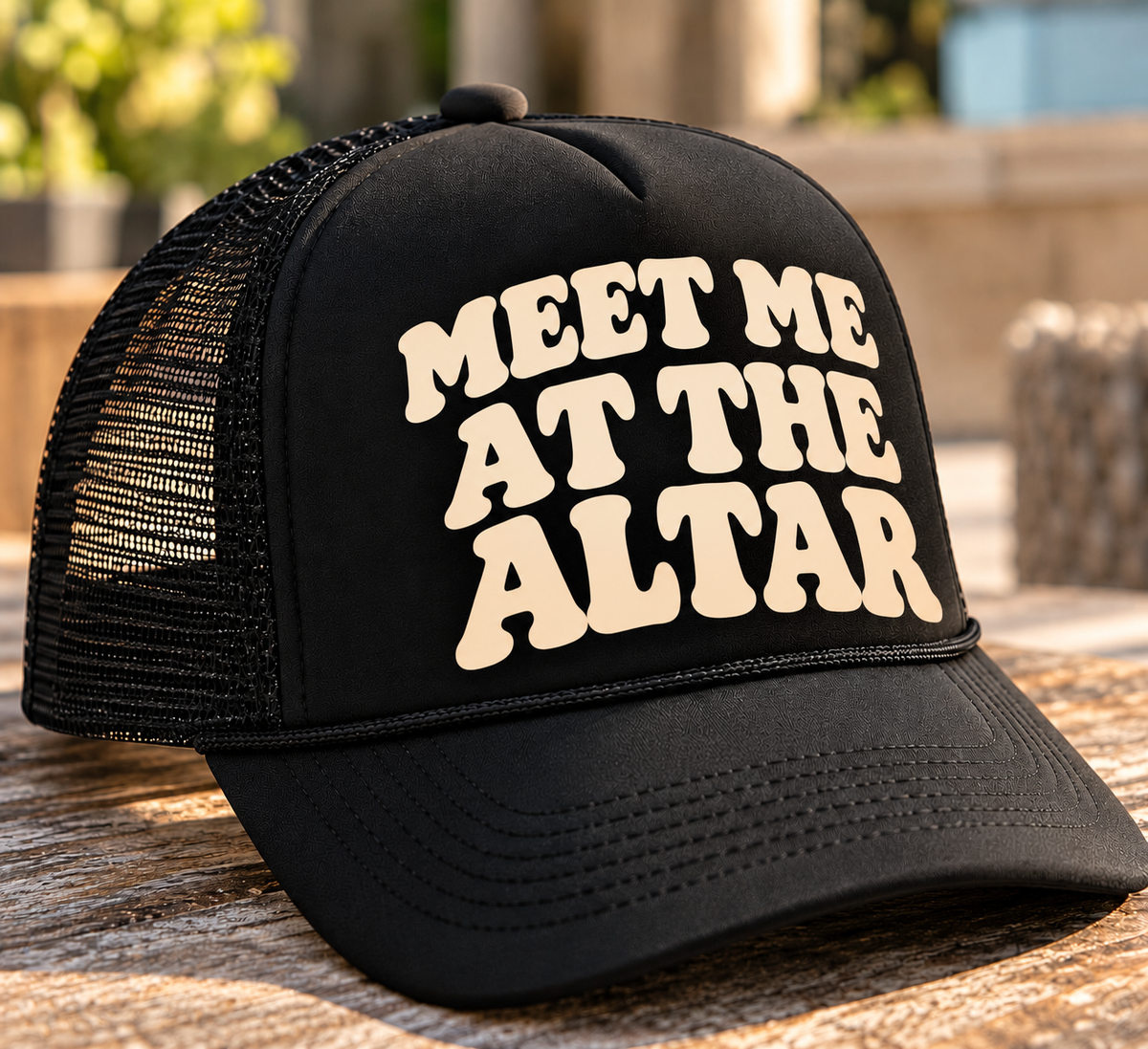 Meet Me at the Altar Foam Trucker Hat – Christian Faith Statement Cap | Gospel Wear Co.