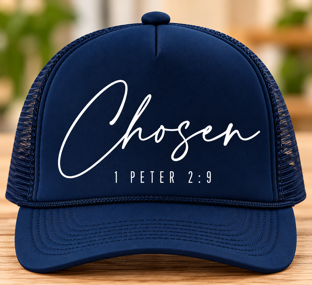 Chosen Christian Foam Trucker Hat – 1 Peter 2:9 | Faith-Based Snapback | Gospel Wear Co.