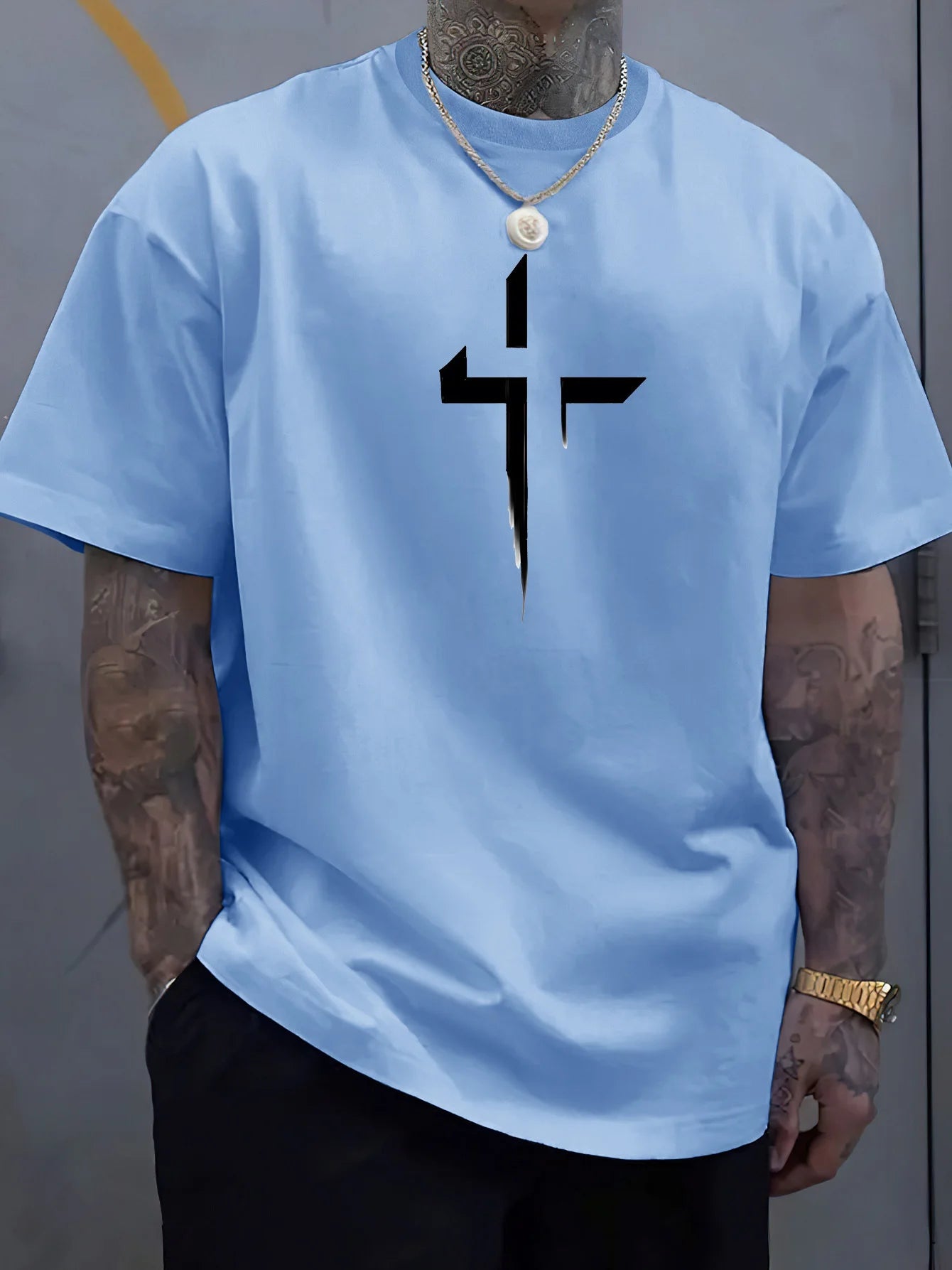 Loose Cross Creative Print Tee
