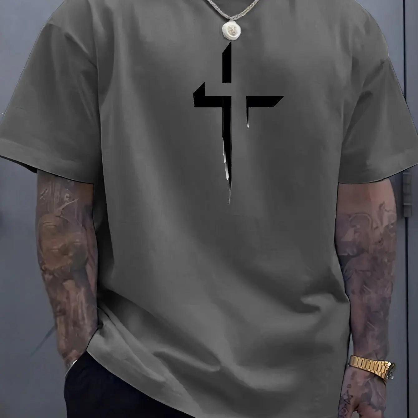 Loose Cross Creative Print Tee