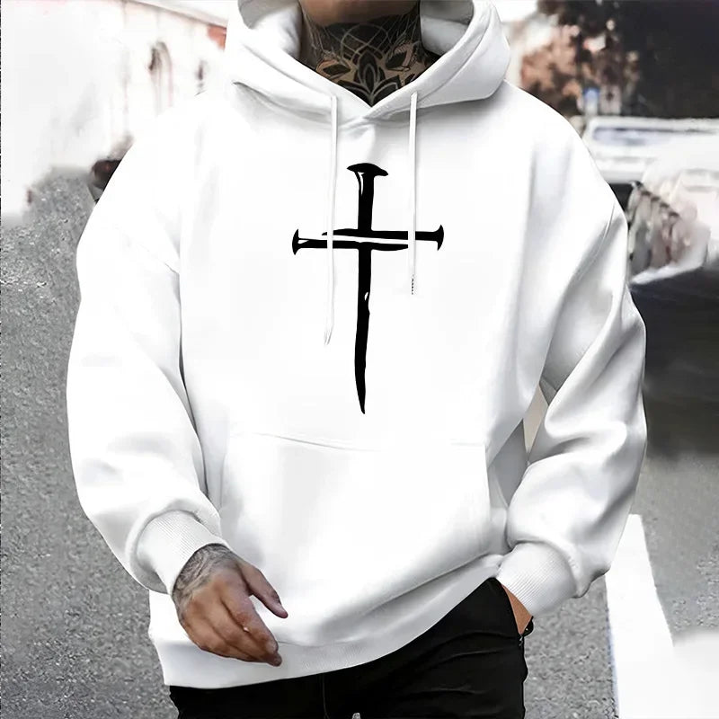 Nail Cross Print Hoodie