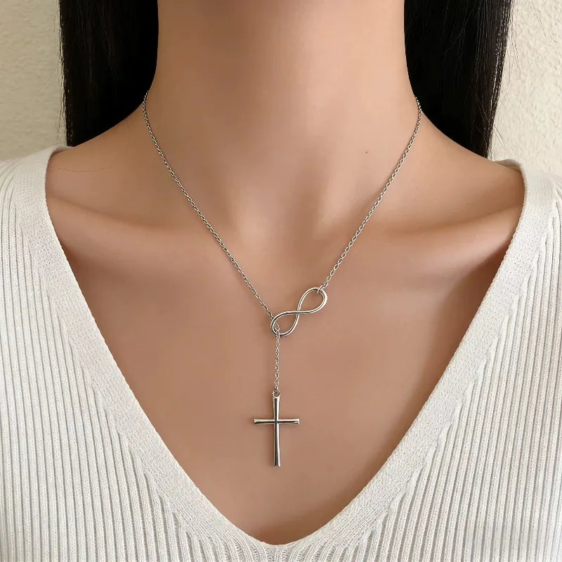 Lucky Number 8 Cross Necklace