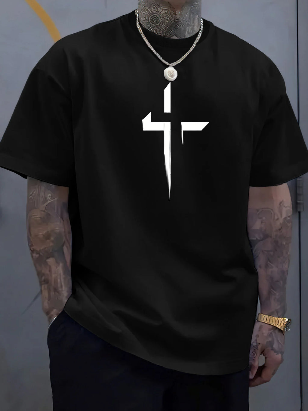 Loose Cross Creative Print Tee