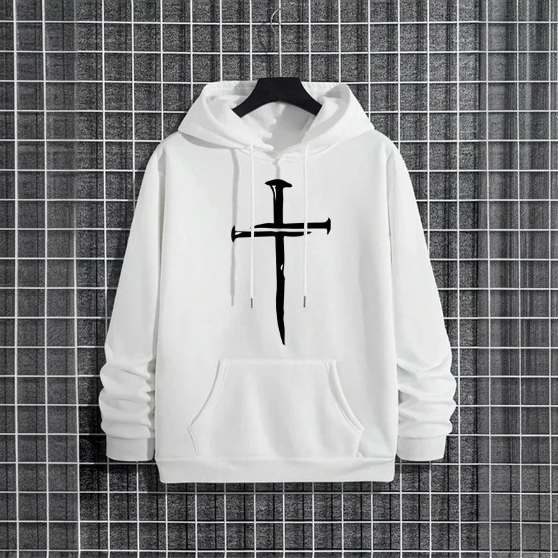 Nail Cross Print Hoodie