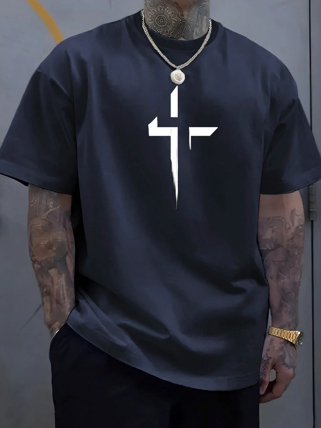 Loose Cross Creative Print Tee