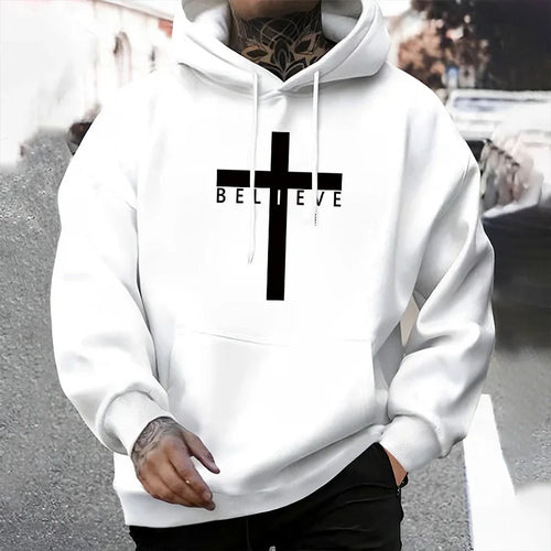 Believe Cross Printed Hoodie