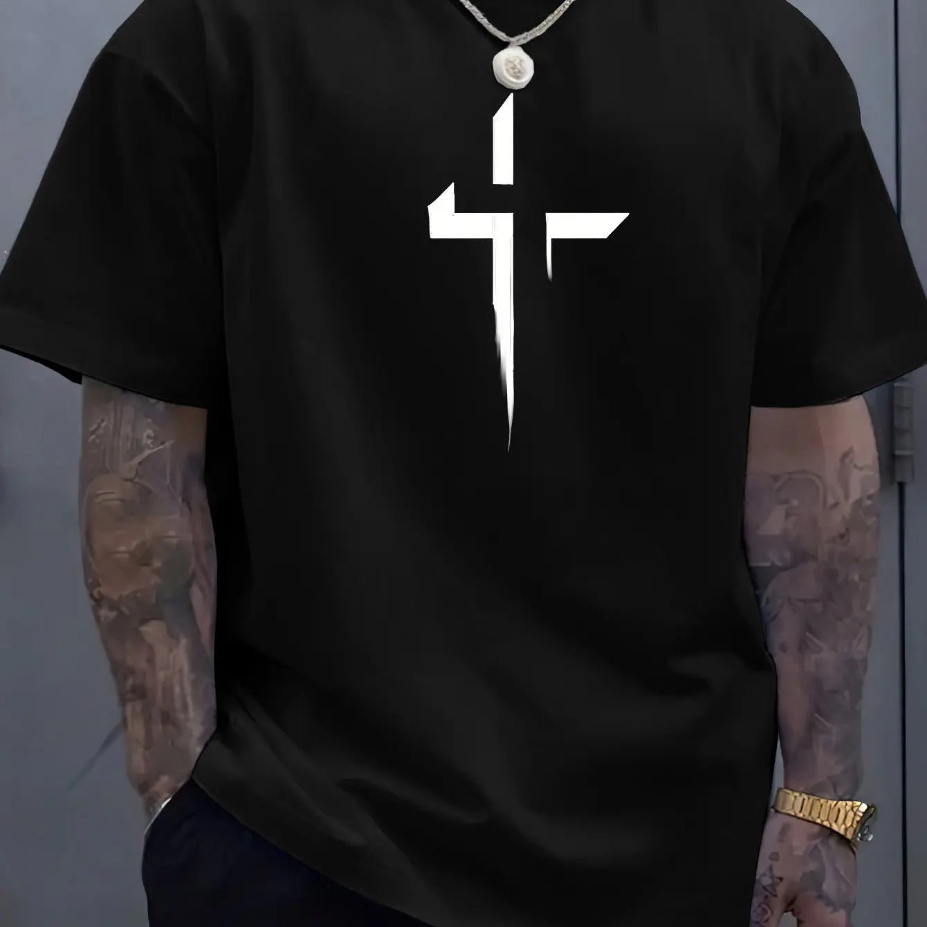 Loose Cross Creative Print Tee