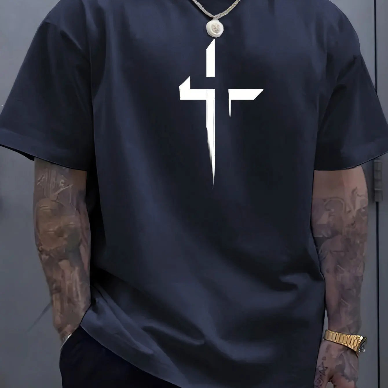 Loose Cross Creative Print Tee
