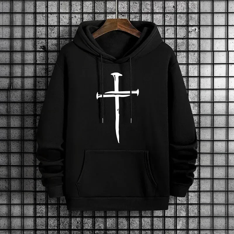 Nail Cross Print Hoodie