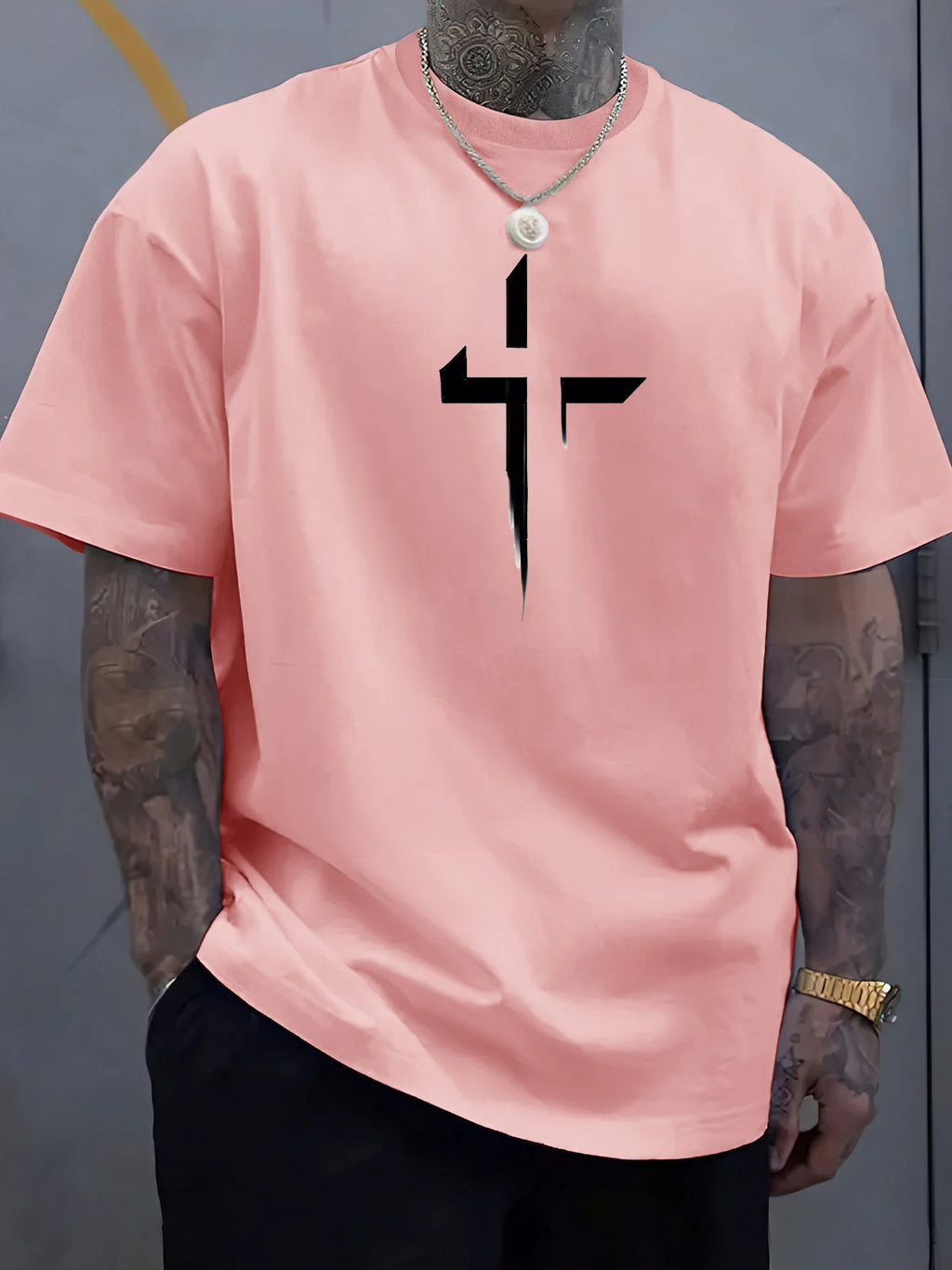 Loose Cross Creative Print Tee