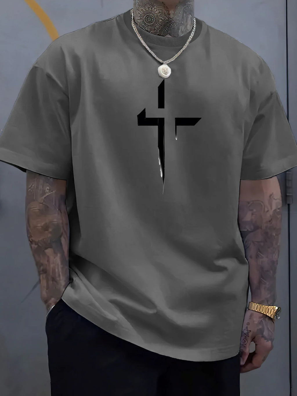 Loose Cross Creative Print Tee