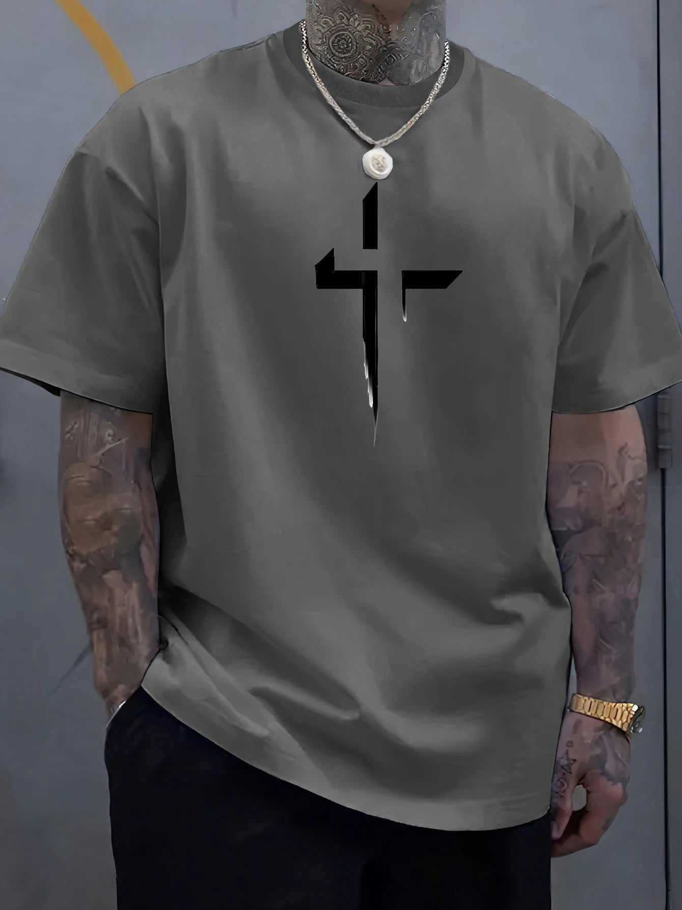 Loose Cross Creative Print Tee
