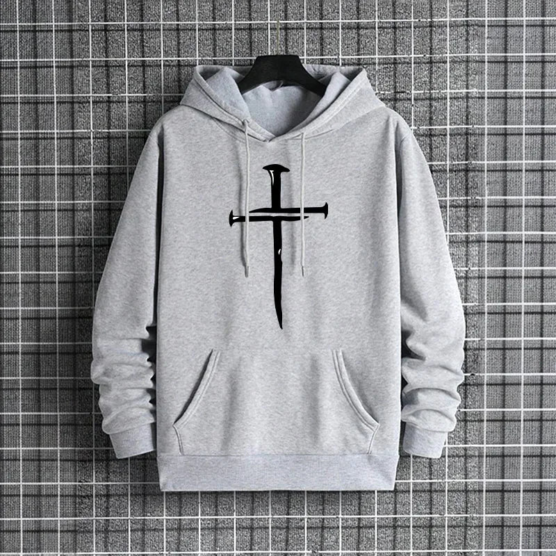 Nail Cross Print Hoodie