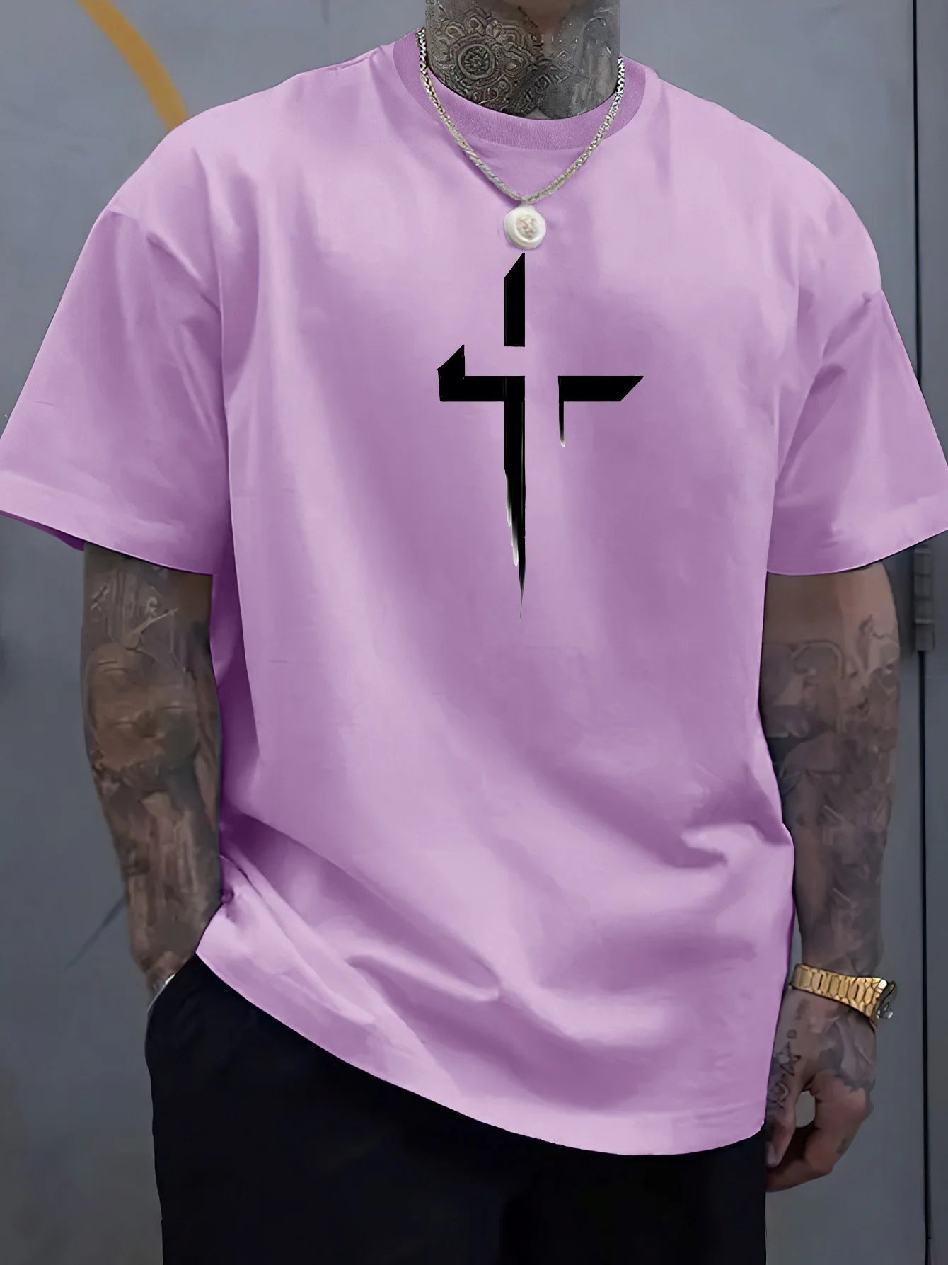 Loose Cross Creative Print Tee