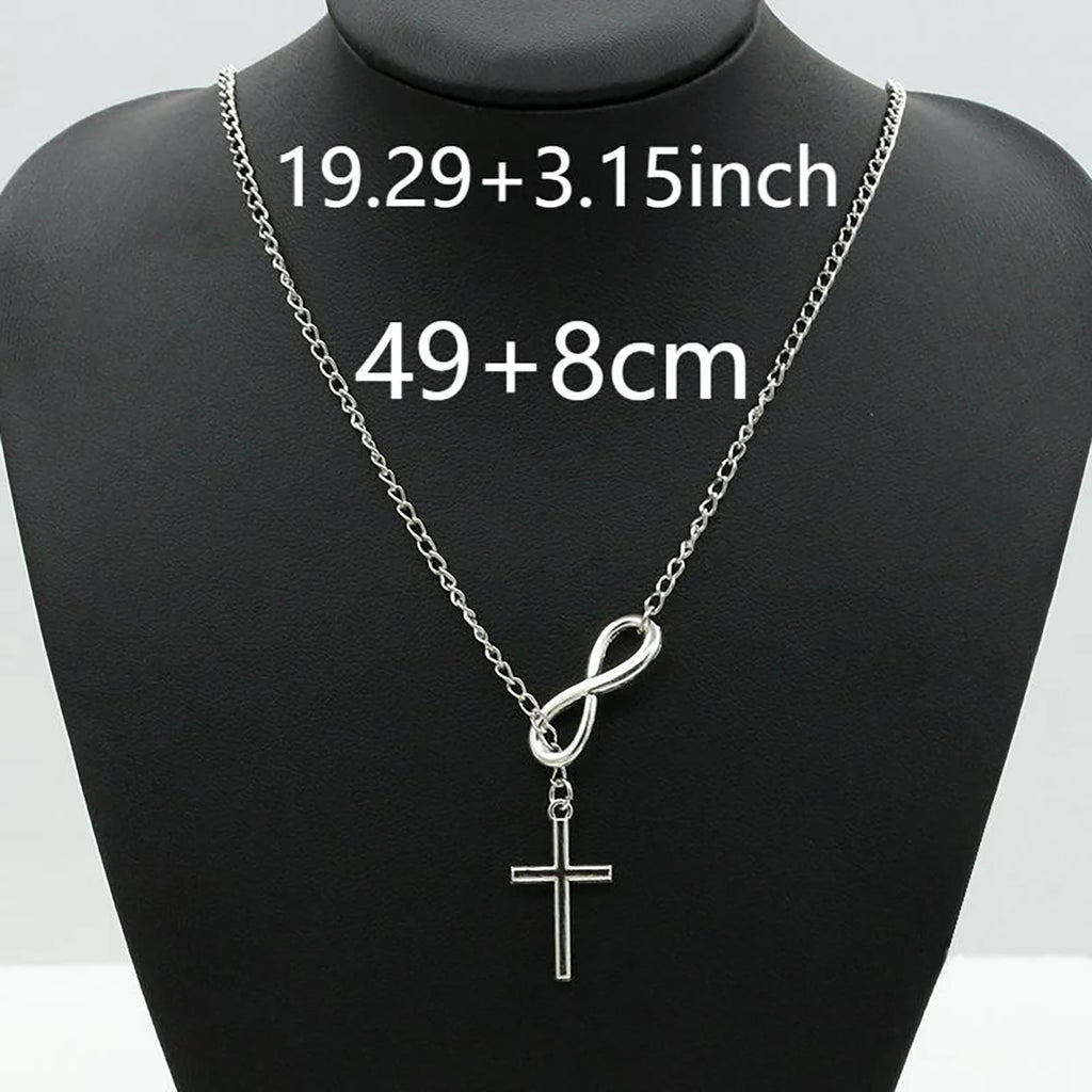 Simple Infinity Symbol Cross Pendant Necklace