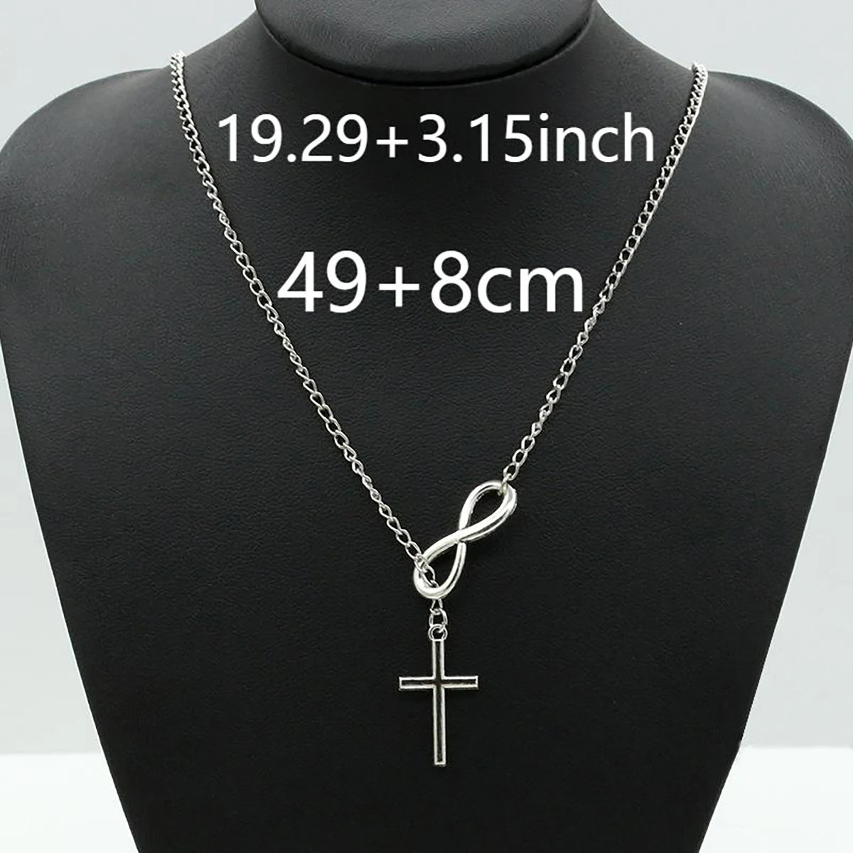 Simple Infinity Symbol Cross Pendant Necklace
