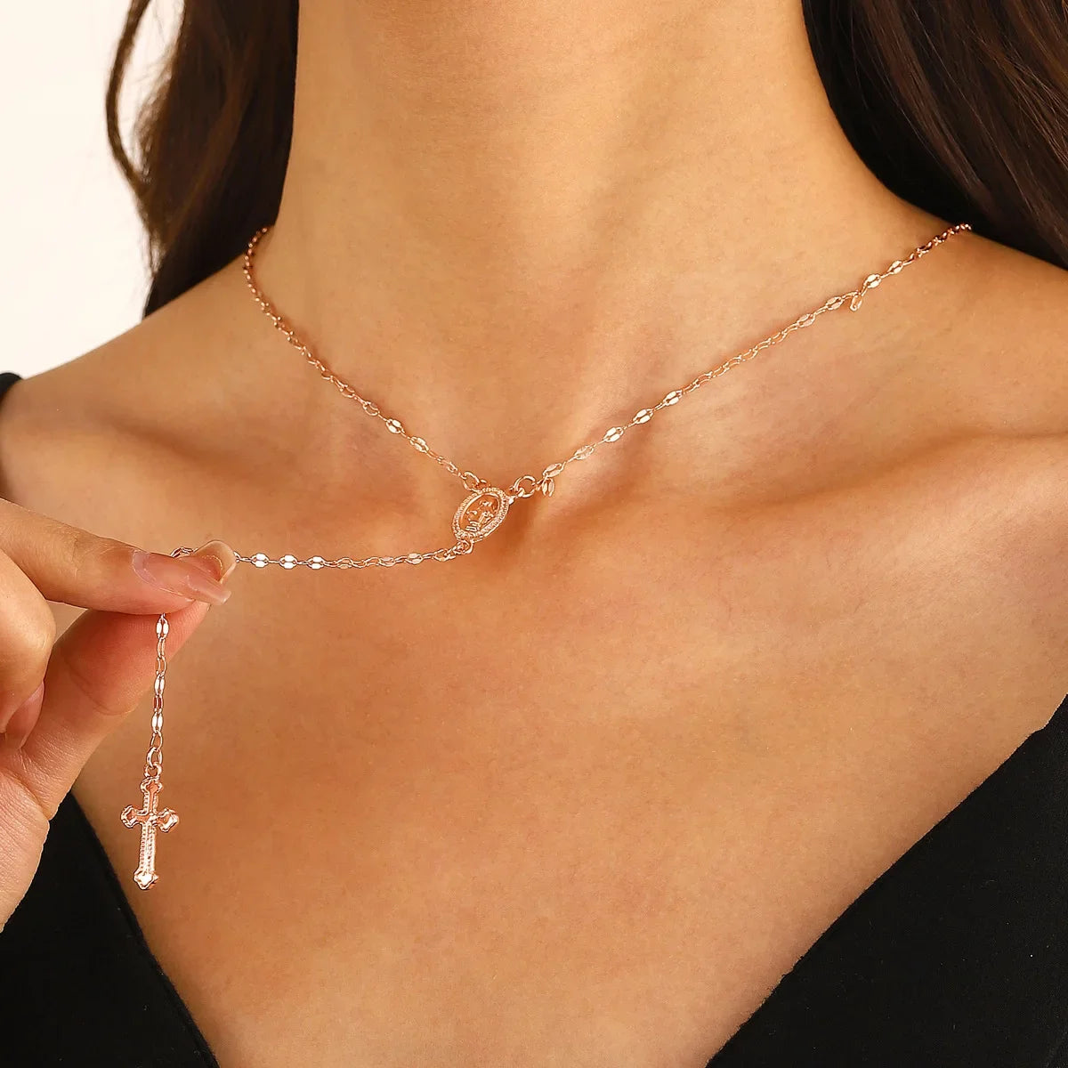 Cross Rosary Necklace